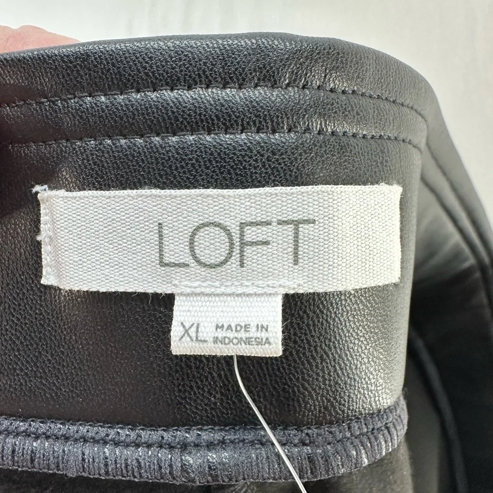 NEW Loft‎ Women's Black Faux Leather Skinny Ankle Pants Size XL Whimsigoth